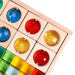 Edusense 40pcs Rainbow Gem Acrylic Wooden Blocks