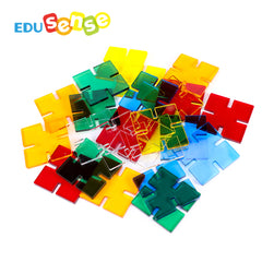 Edusense Colorful Acrylic Square Snowflake Building Cubes Blocks Sets