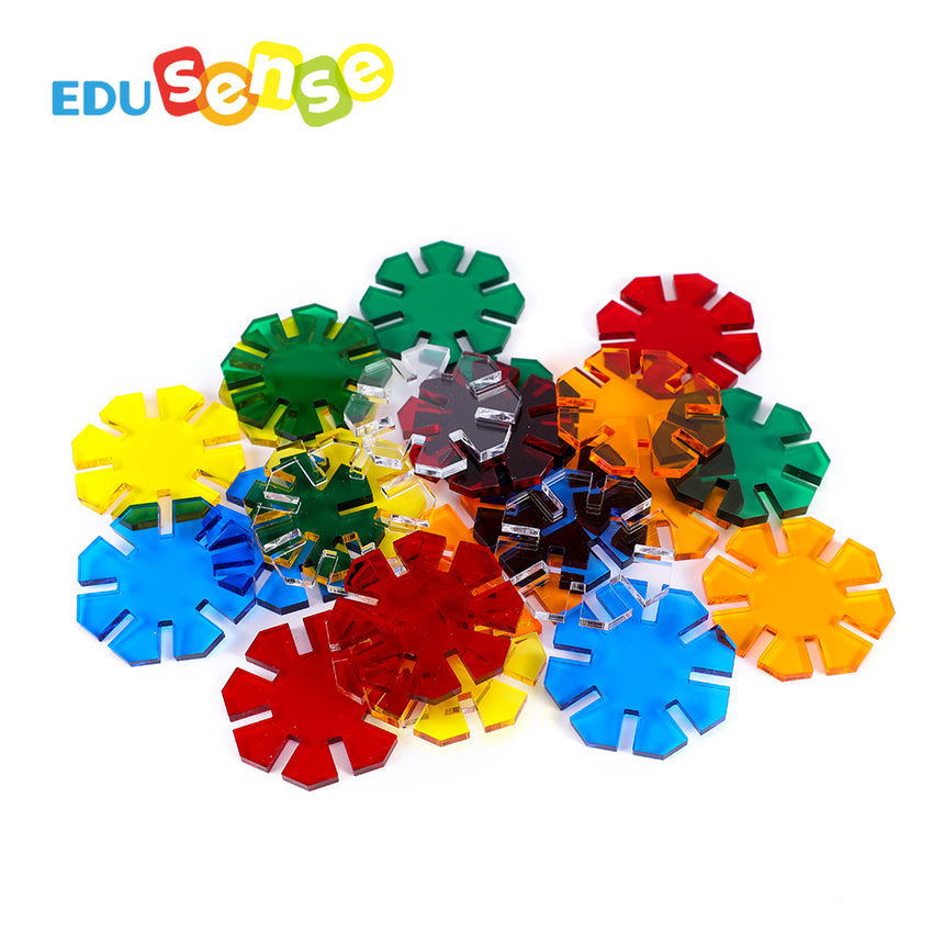 Edusense Colorful Acrylic Round Snowflake Building Cubes Blocks Sets