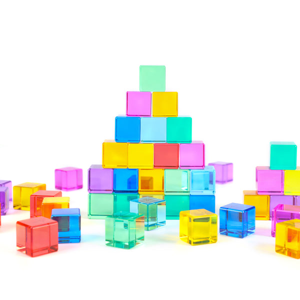 Edusense Translucent Rainbow Acrylic Gem Cubes Blocks