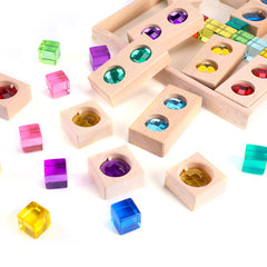 Edusense 40pcs Rainbow Gem Acrylic Wooden Blocks