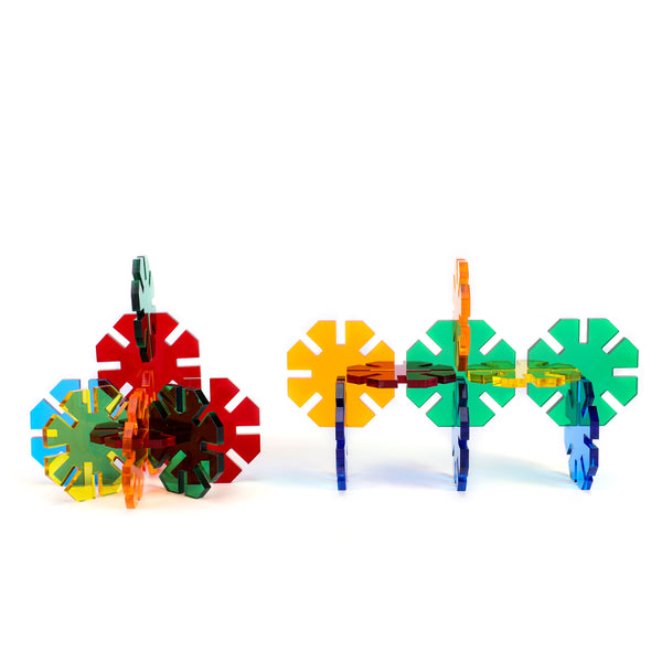 Edusense Colorful Acrylic Round Snowflake Building Cubes Blocks Sets