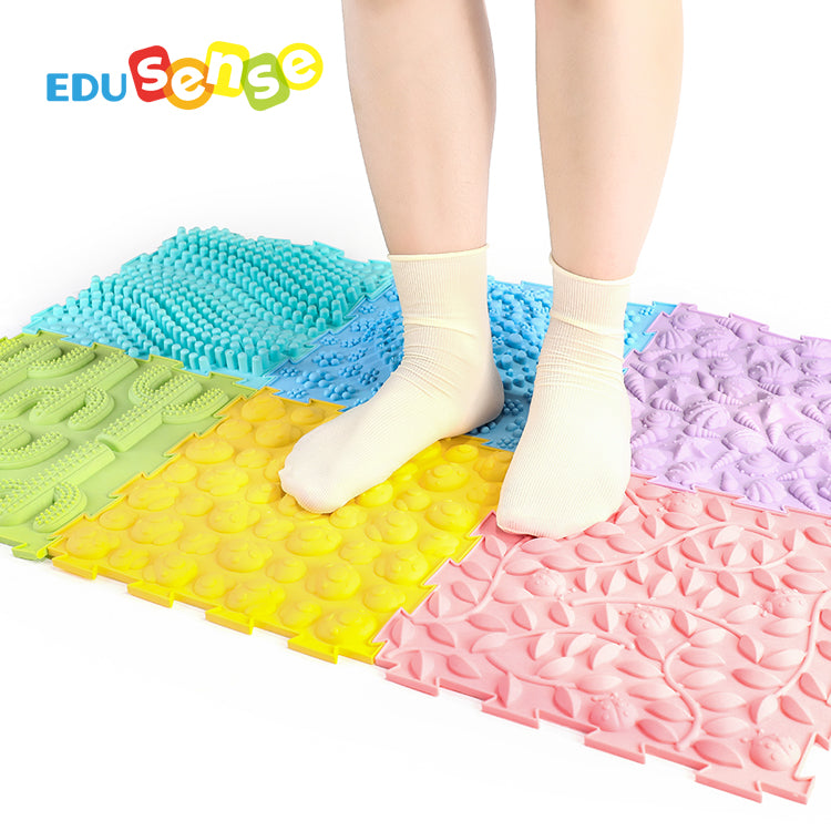 Edusense Massage Sensory Floor Mats Orthopedic Massage Puzzle Floor Mats (6 pcs)