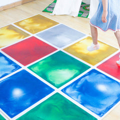 Edusense Sensory Golden Glitter Liquid Tile Mat Square (5 PCS)