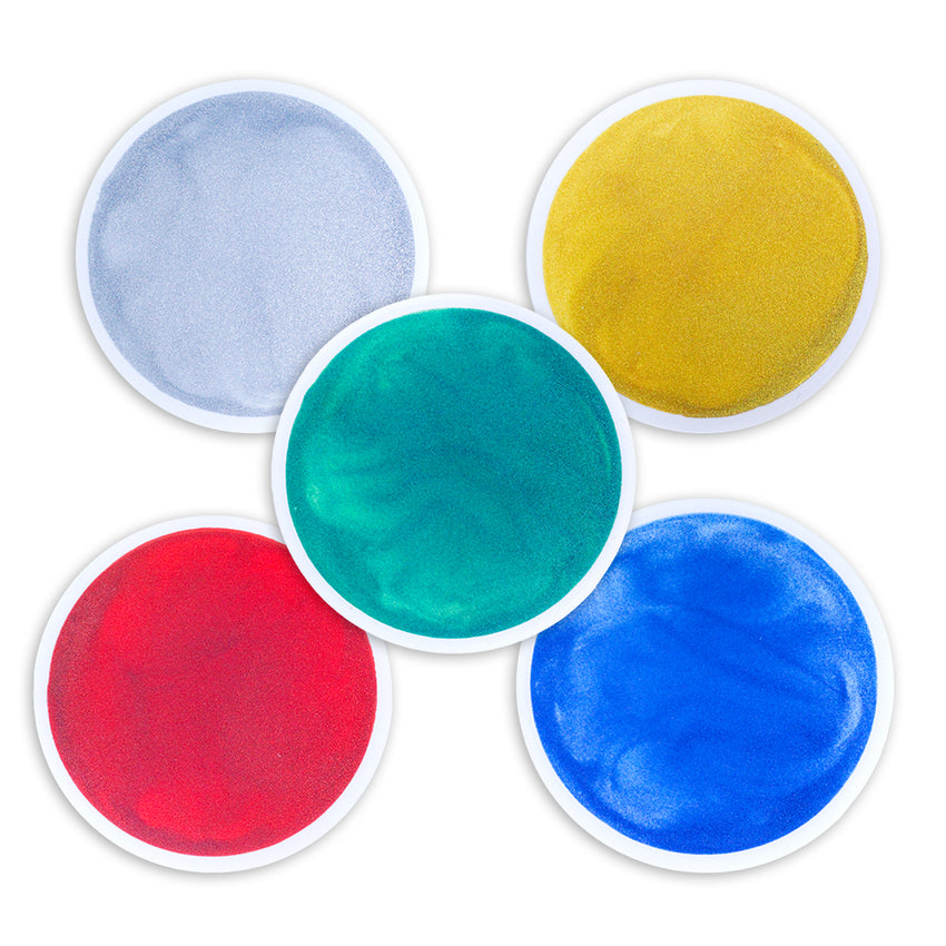 Edusense Sensory Golden Glitter Liquid Tile Mat Round (5 PCS)